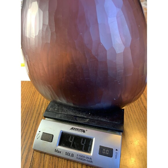 Vintage 9” Purple Amethyst Art Glass Pillow Vase Textured Exterior - Picture 10 of 10